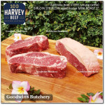 Beef Sirloin AGED BY GOODWINS Australia STEER young cattle (Striploin / New York Strip / Has Luar) frozen brand Harvey/Midfield STEAK 1cm 3/8" for schnitzel (price /600gr 4-5pcs)